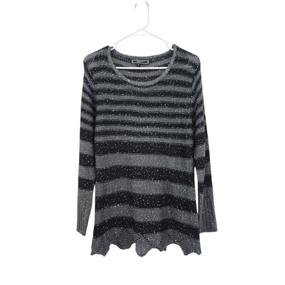 Zashi Women's Striped Long Sleeve Embellished Sweatshirt - M